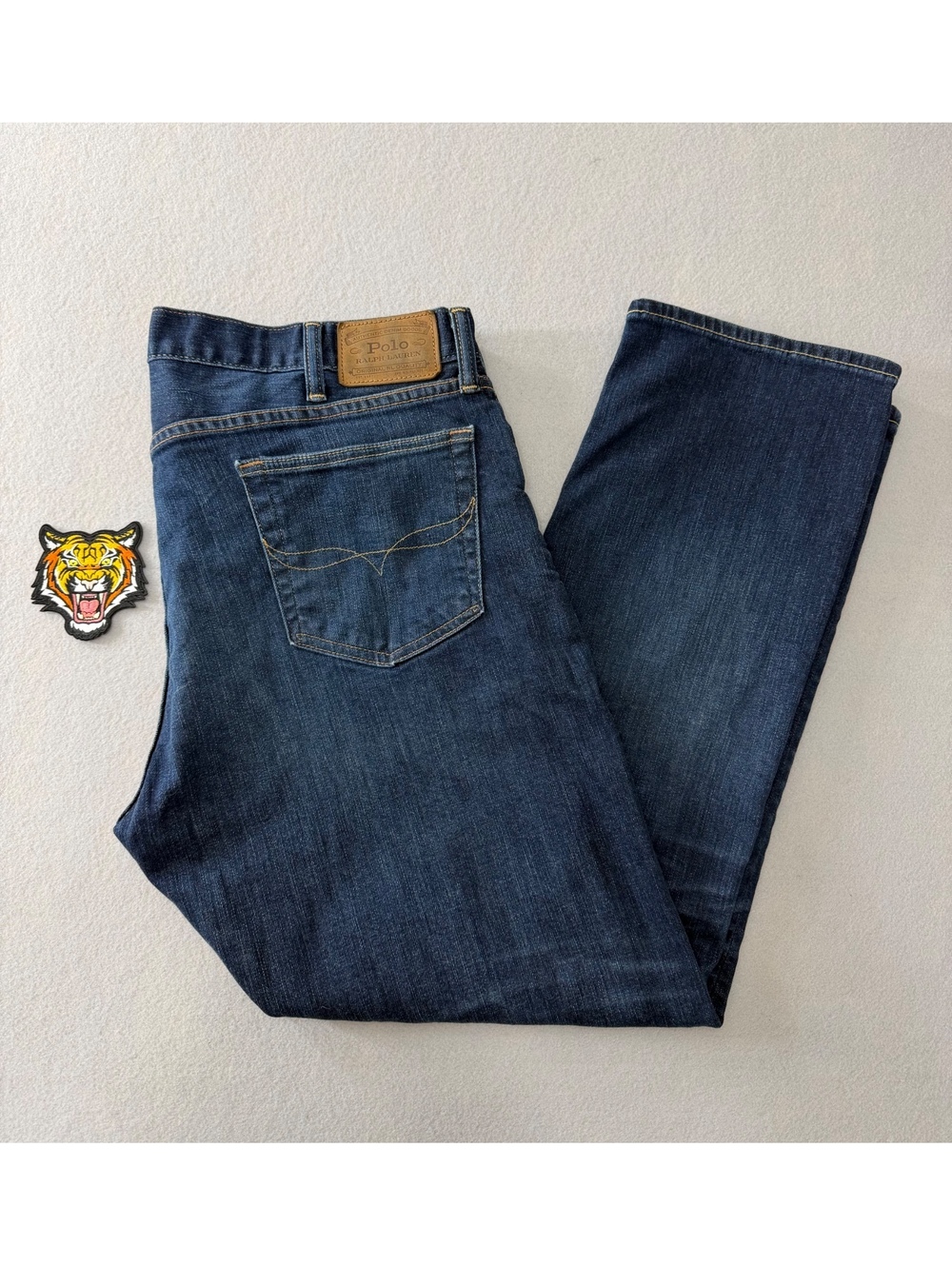 259/737 Polo Ralph Lauren Varick Slim Straight Jeans 38x30 Dark Wash
